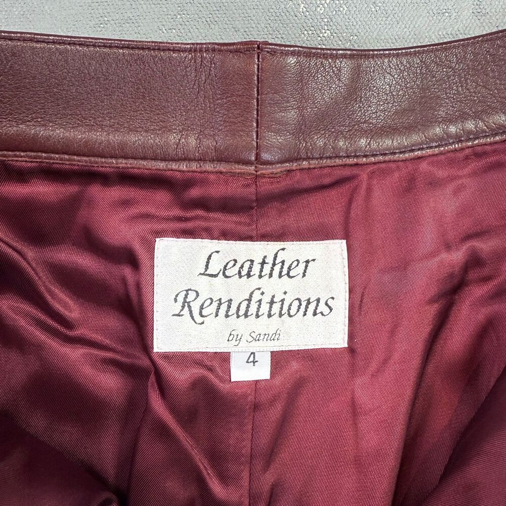 Vintage Leather Renditions Dark Redish-Brown Leather Pants Sz. 4, Fit 26 x 30 - Picture 4 of 6